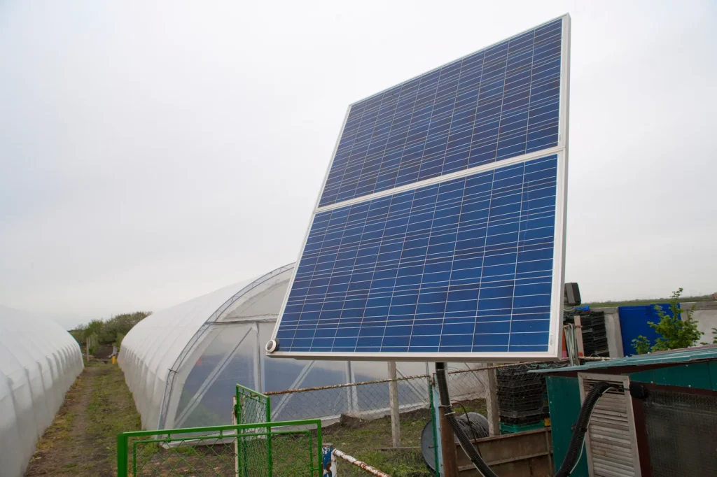 solar panel on greenhouse